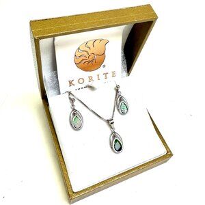 💖 Estate Item! Rare Sterling Ammolite Necklace & Earrings SET